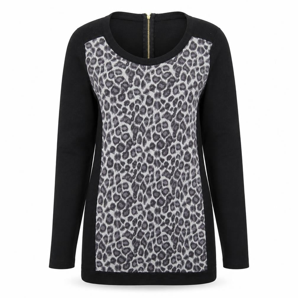 Next Womens Black Animal Print Knit Pullover Jumper Size 12