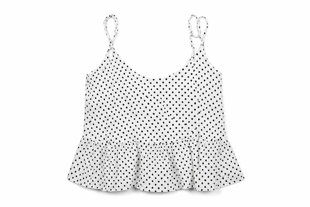 Topshop Womens White Polka Dot  Basic Tank Size 6