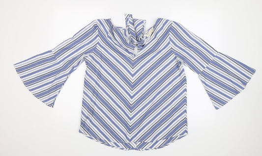 Just Living Womens Blue Striped  Basic Blouse Size S