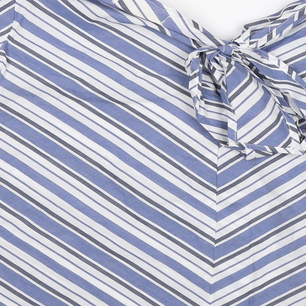 Just Living Womens Blue Striped  Basic Blouse Size S