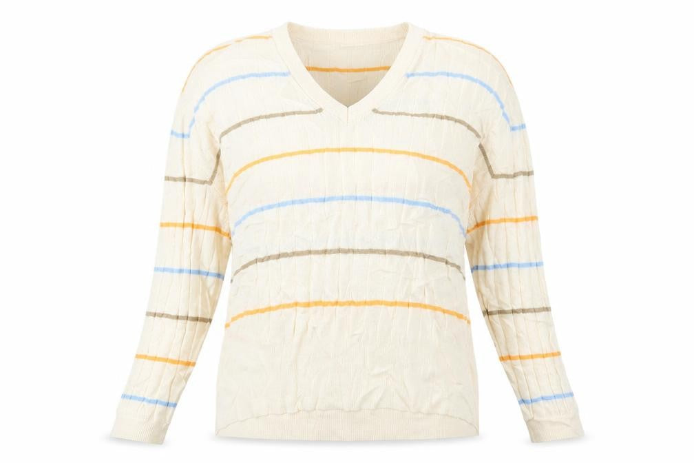 Marks & Spencer Womens Ivory Striped Knit Pullover Jumper Size XL