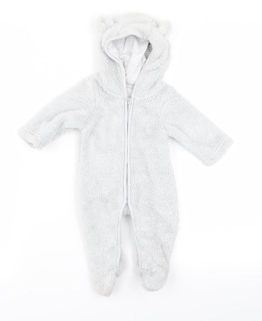 Preworn Baby Grey   Babygrow One-Piece Size 0-3 Months  - v
