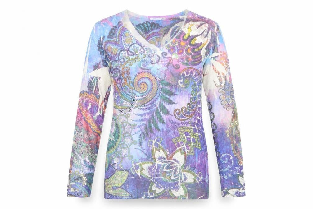 emma Womens Purple Floral  Pullover Jumper Size M
