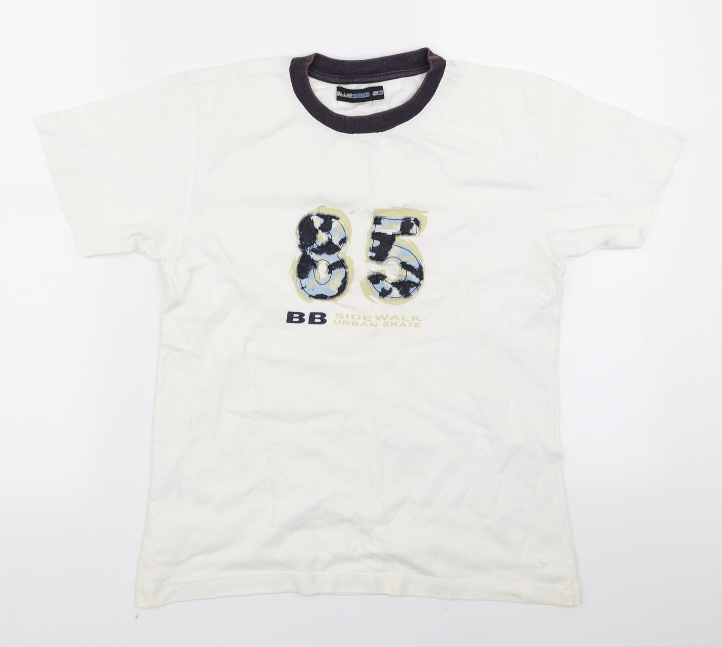 Blue Boys White   Basic T-Shirt Size 10 Years