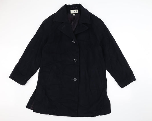 L.A.S Womens Blue   Overcoat Coat Size 14