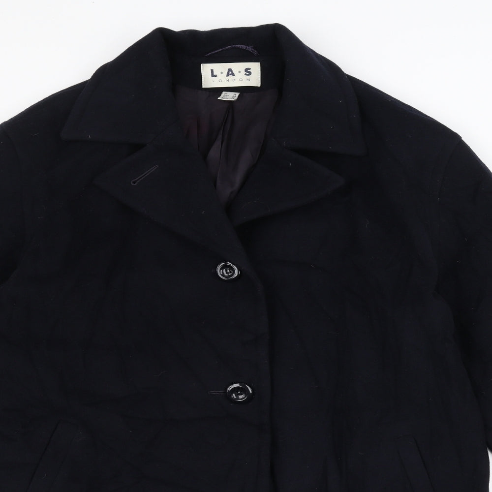 L.A.S Womens Blue   Overcoat Coat Size 14