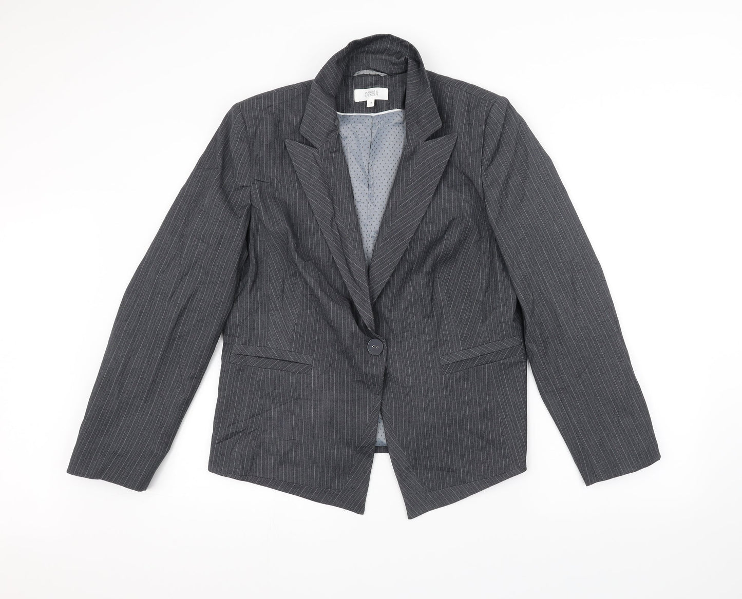 Marks and Spencer Womens Grey Striped  Jacket  Size 16