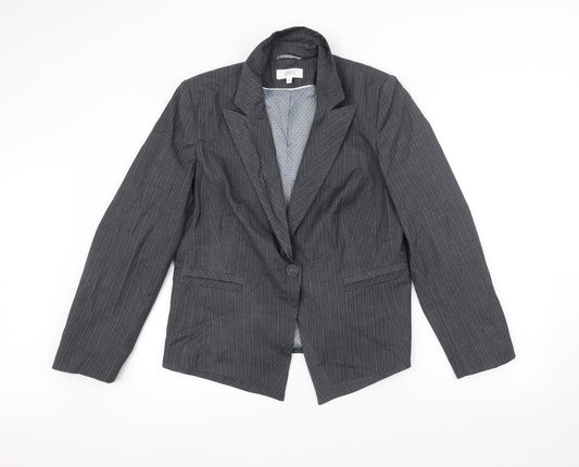 Marks and Spencer Womens Grey Striped  Jacket  Size 16