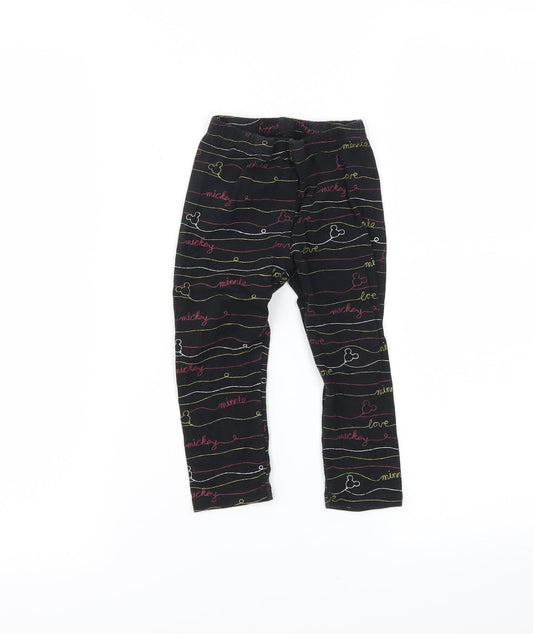 Disney Girls Black   Pedal Pusher Leggings Size 18-24 Months