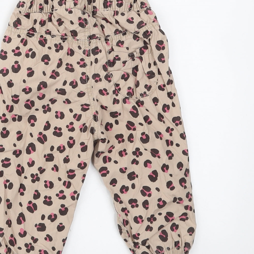 H&M Girls Brown Animal Print  Cargo Trousers Size 6-9 Months