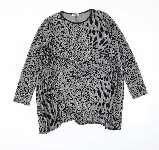 KDK London Womens Grey Animal Print  Pullover Jumper Size L