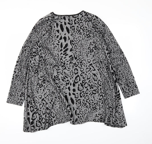 KDK London Womens Grey Animal Print  Pullover Jumper Size L