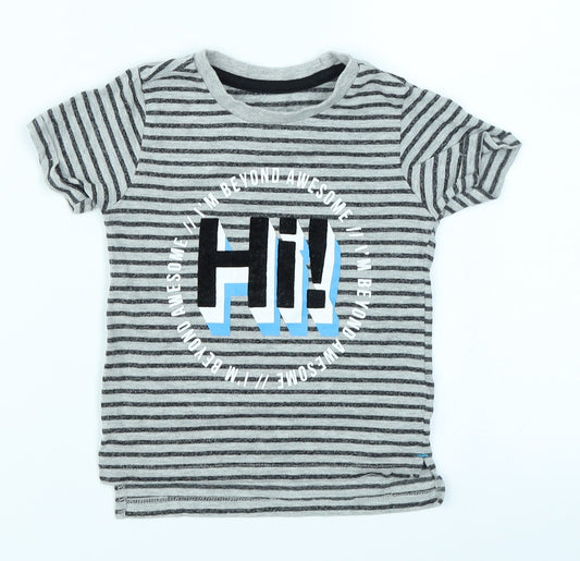 Grey Boys Grey Striped  Basic T-Shirt Size 9-12 Months