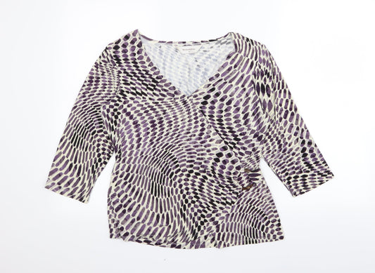 thestockshop Womens Purple Geometric  Basic T-Shirt Size 14