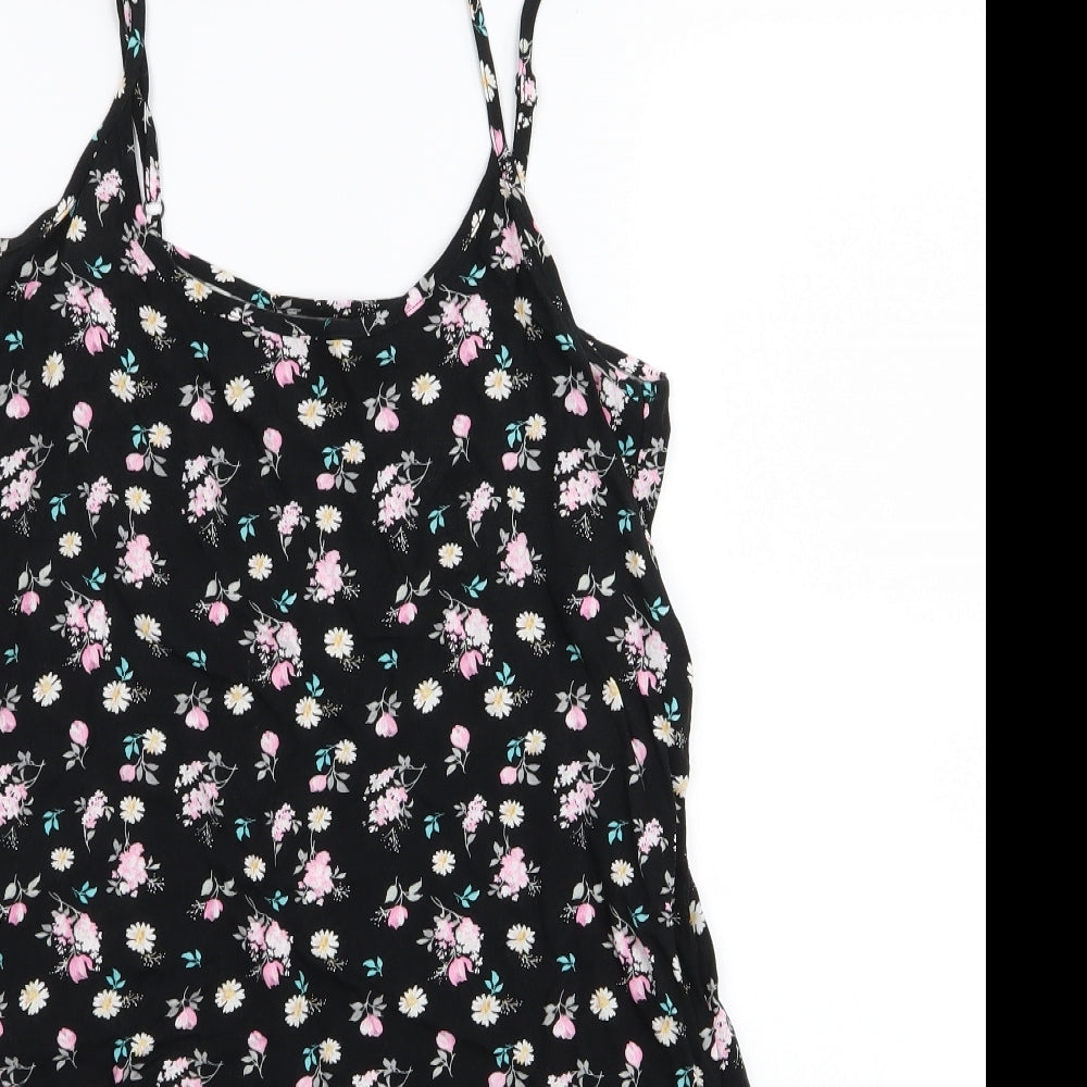 Cotton On Womens Black Floral  A-Line  Size XS
