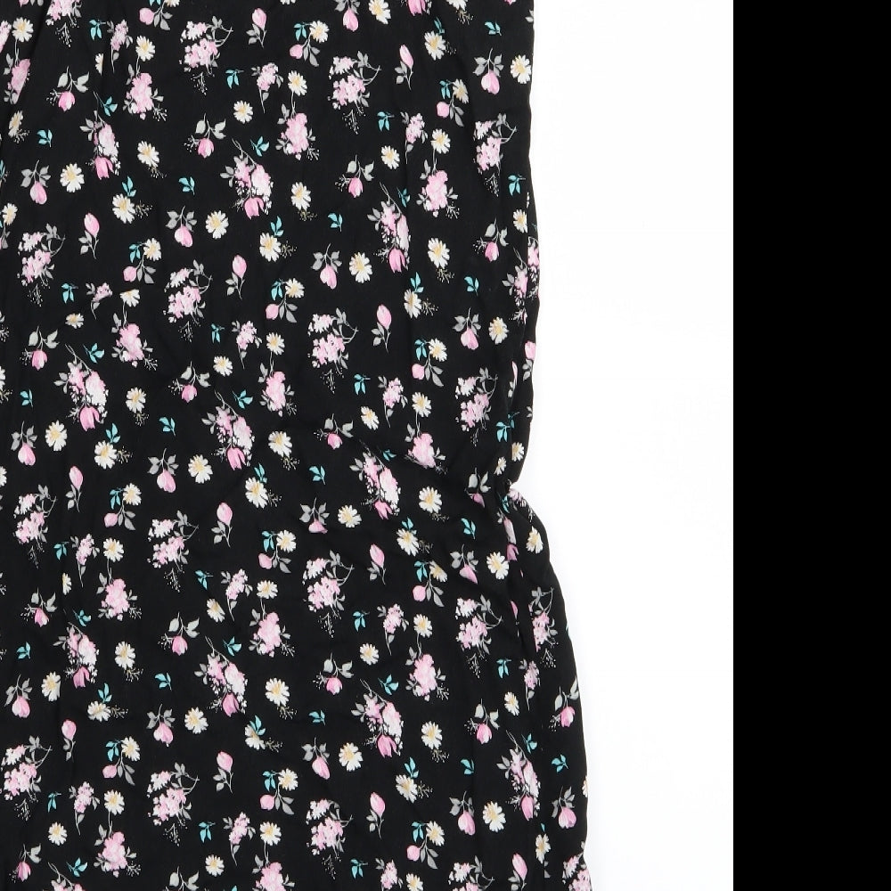 Cotton On Womens Black Floral  A-Line  Size XS