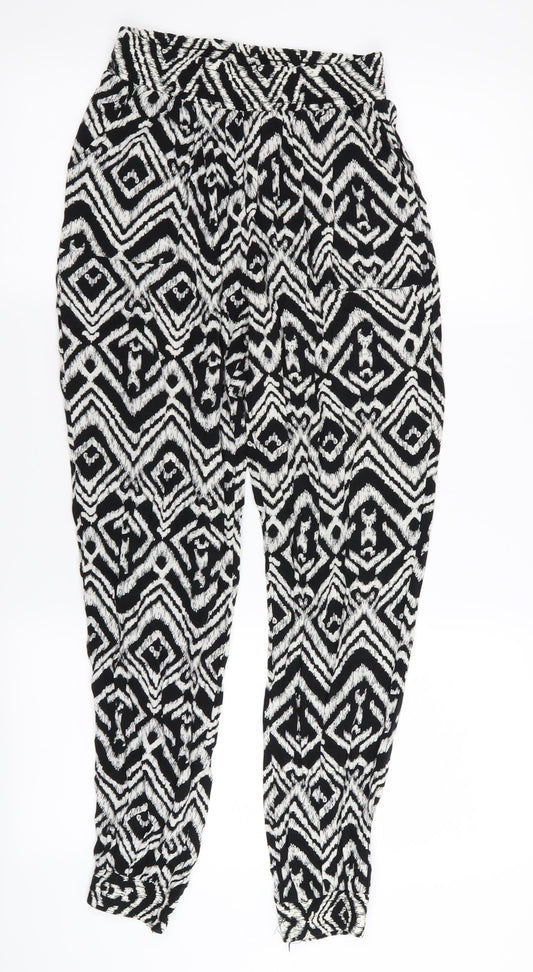 Preworn Womens Black Geometric  Trousers  Size S L28 in - Stretch waistband