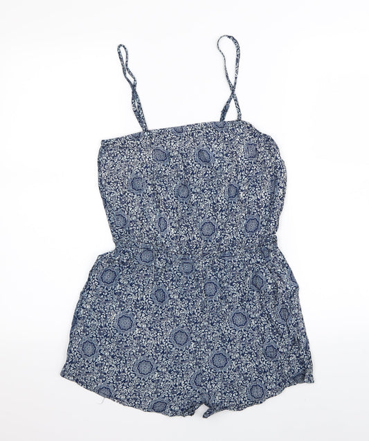vero Womens Blue Geometric  Playsuit One-Piece Size S
