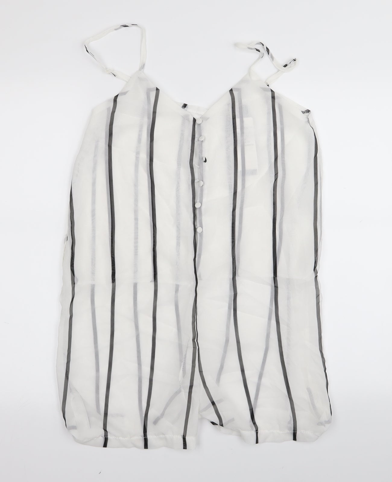 eunice lai Womens White Striped  Playsuit One-Piece Size L