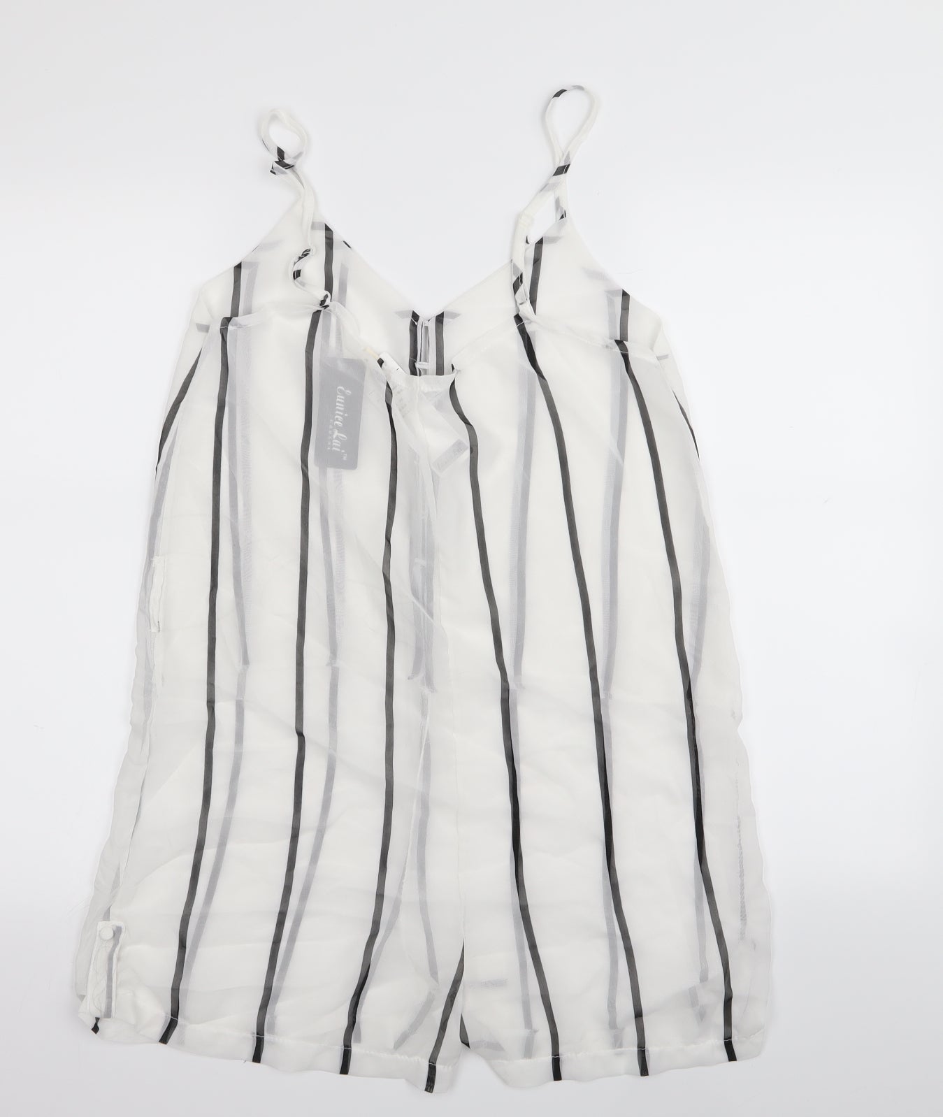 eunice lai Womens White Striped  Playsuit One-Piece Size L