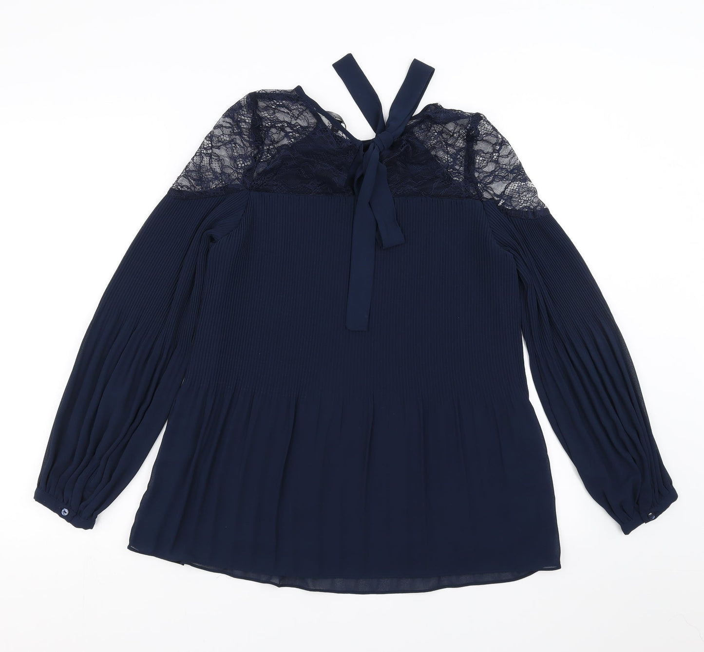 NEXT Womens Blue   Basic Blouse Size 8  - lace shoulder detail