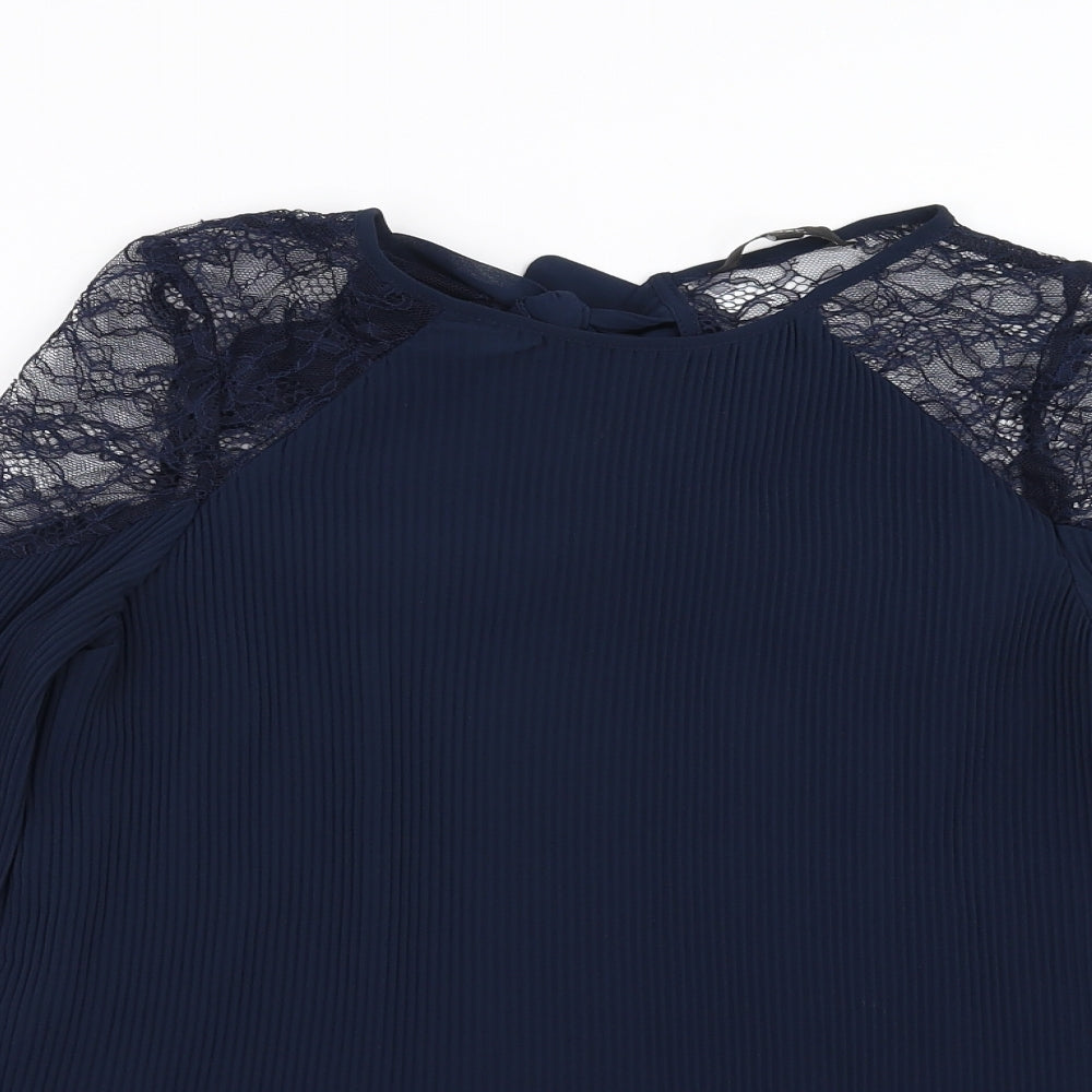 NEXT Womens Blue   Basic Blouse Size 8  - lace shoulder detail