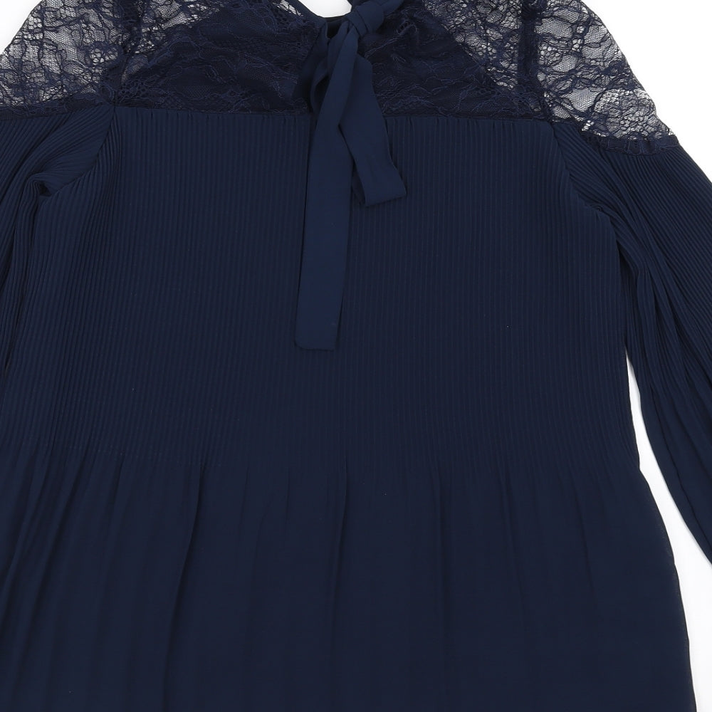 NEXT Womens Blue   Basic Blouse Size 8  - lace shoulder detail