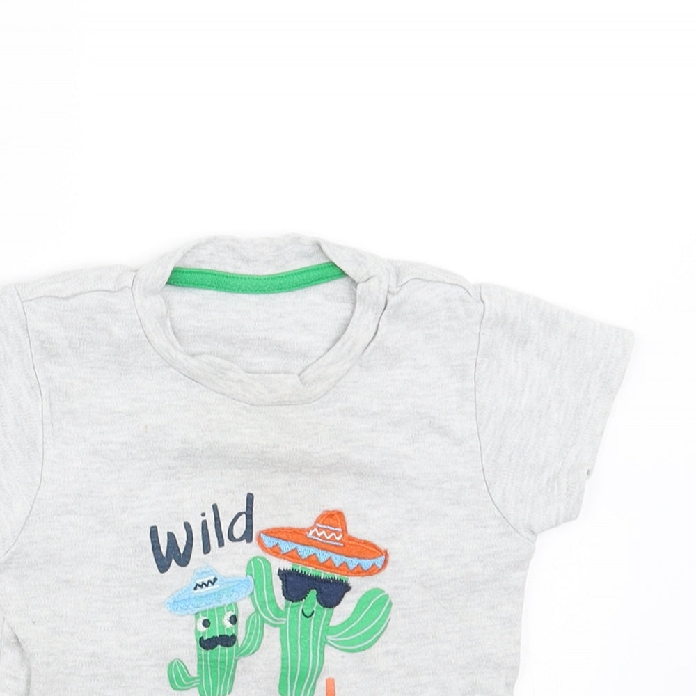 Primark Boys Grey   Basic T-Shirt Size 9-12 Months  - wild one