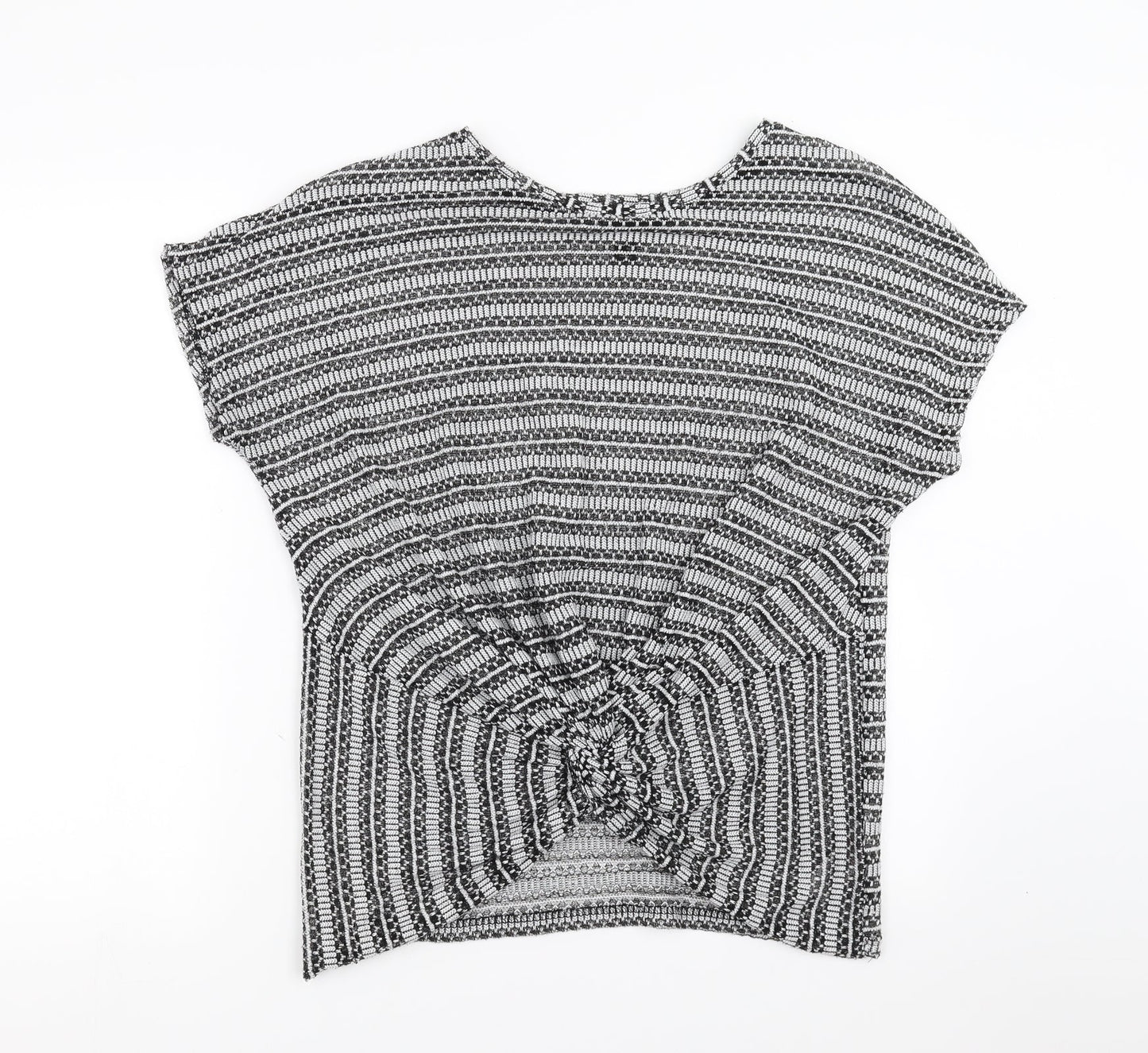 New Look Womens Black Geometric  Pullover Jumper Size L  - twist front