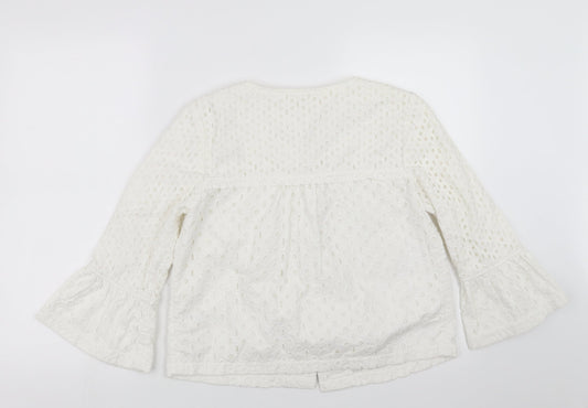Marks and Spencer Womens White Geometric  Jacket  Size 10
