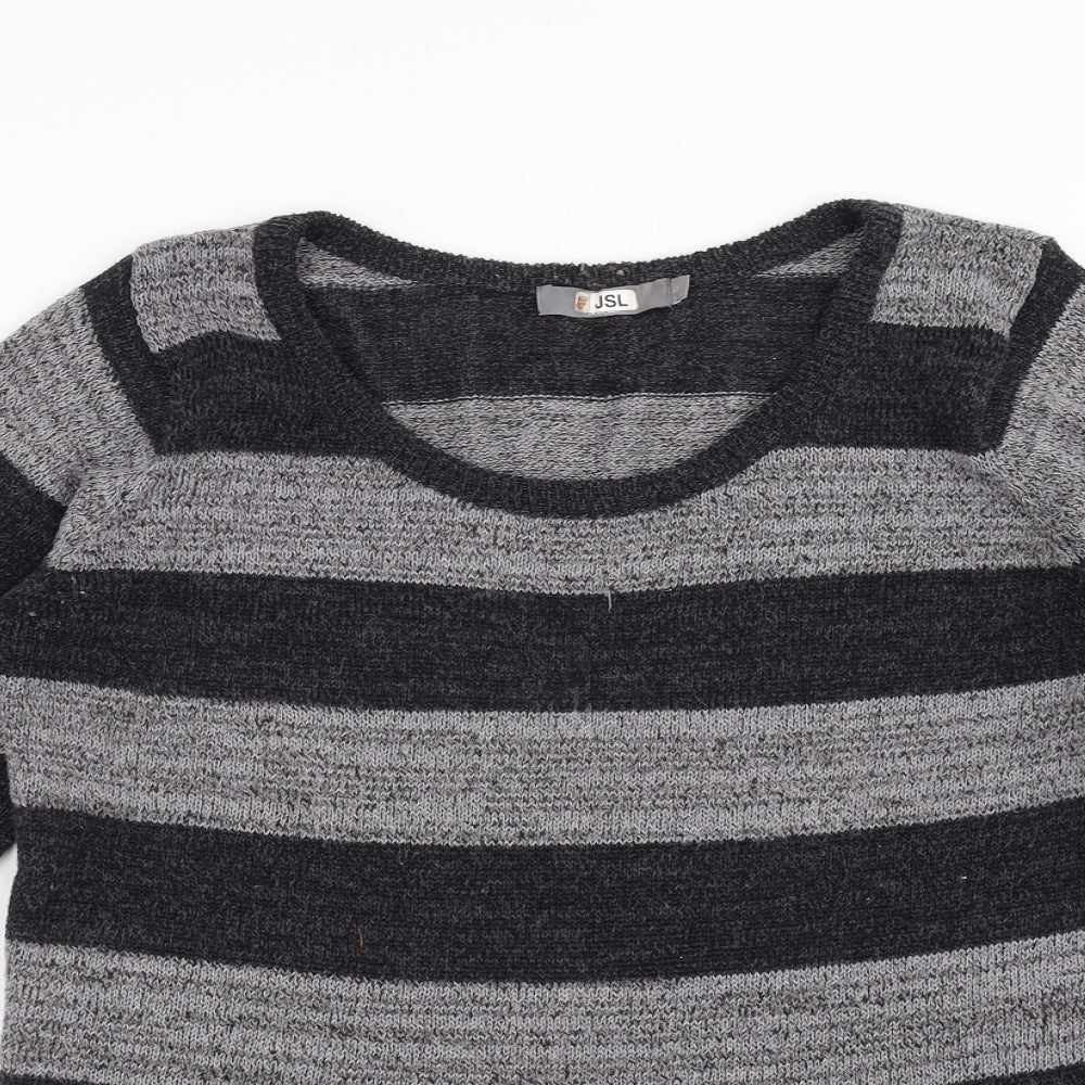 JSL Womens Grey Striped  Pullover Jumper Size L