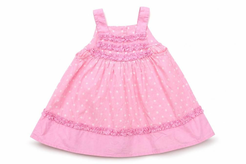 Front view of George girls’ pink polka dot fit & flare, size 3-6, months