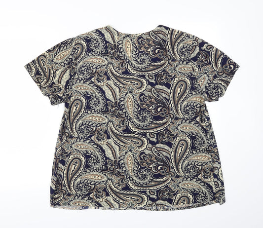 Xin Da Womens Blue Argyle/Diamond  Basic T-Shirt Size 2XL