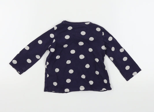 FRED&FLO Girls Blue Spotted  Basic T-Shirt Size 0-3 Months