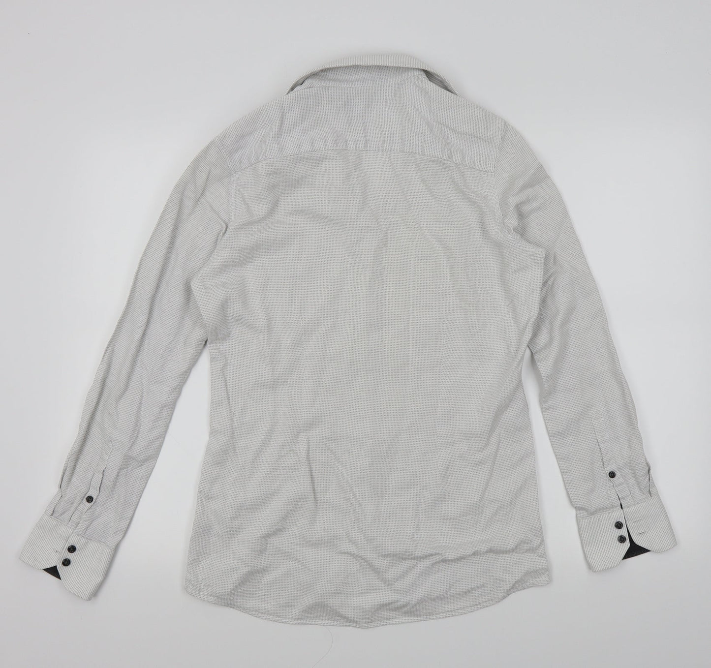 NEXT Mens White Geometric   Button-Up Size 15