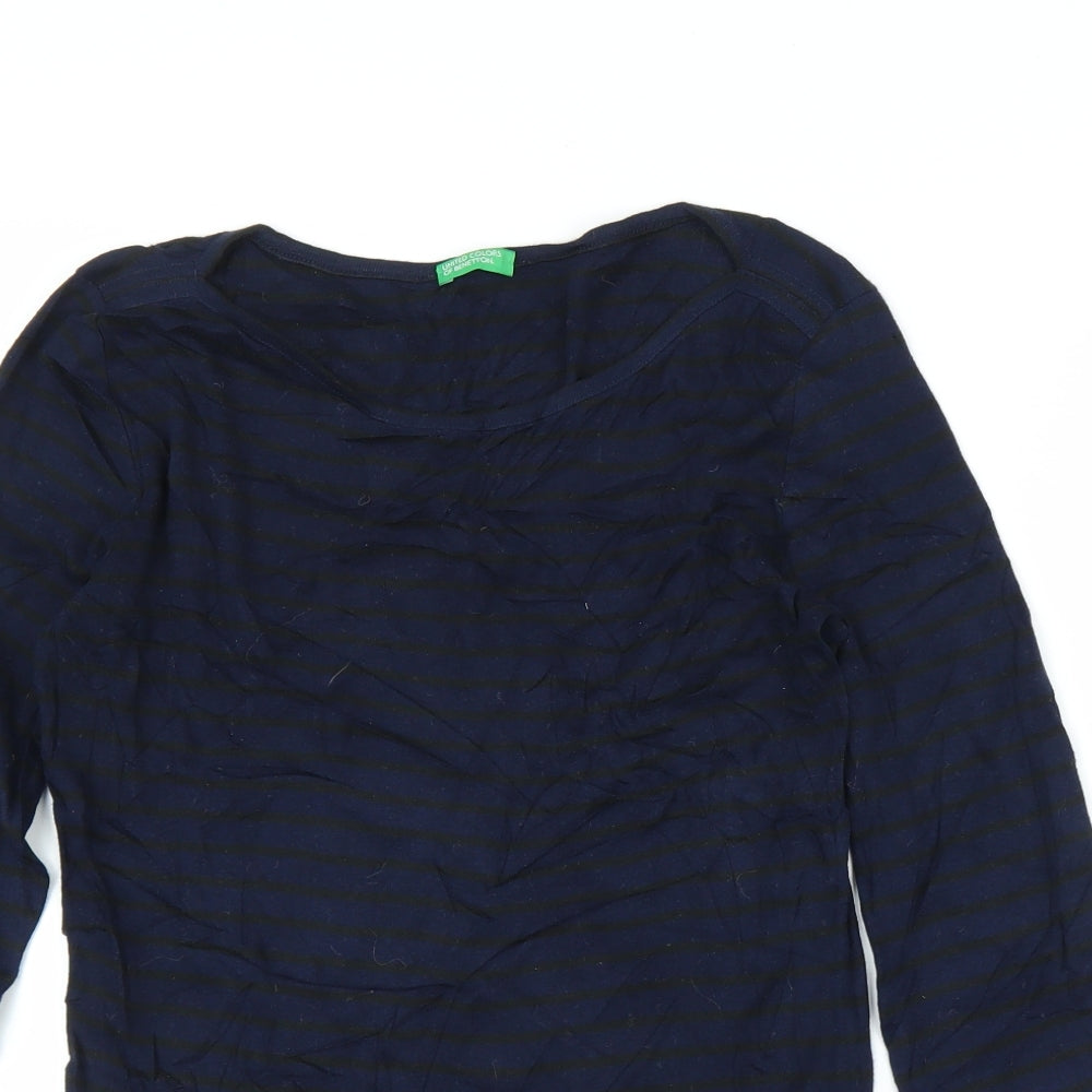United Colors of Benetton Womens Blue Striped  Tunic Blouse Size S