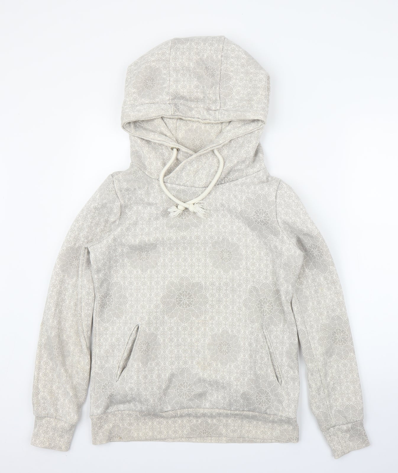Rock Angel Womens Beige Floral  Pullover Hoodie Size M