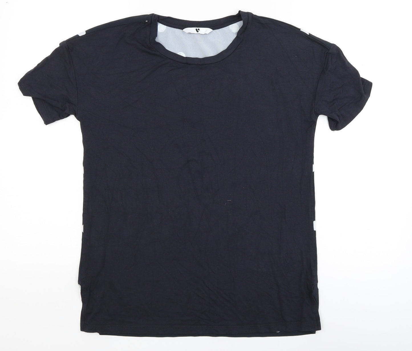 Very Womens Blue Polka Dot  Basic T-Shirt Size 8