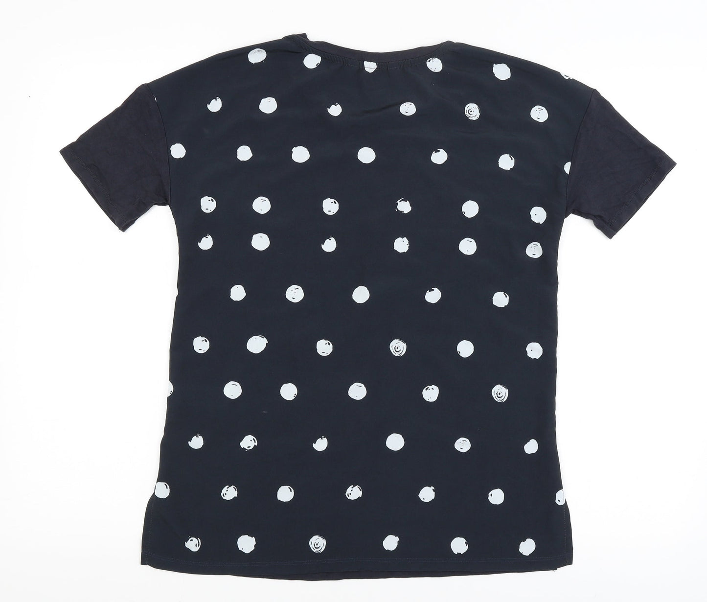 Very Womens Blue Polka Dot  Basic T-Shirt Size 8
