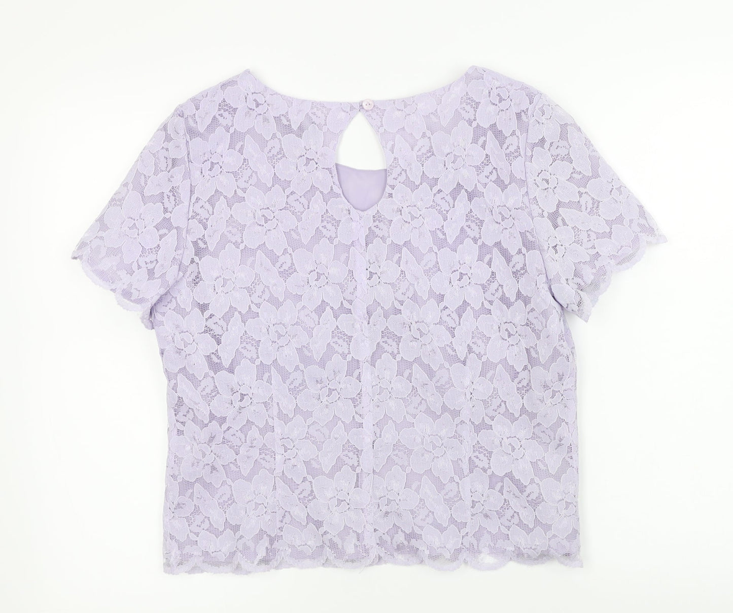 Fashion  Womens Purple Floral  Basic T-Shirt Size 14