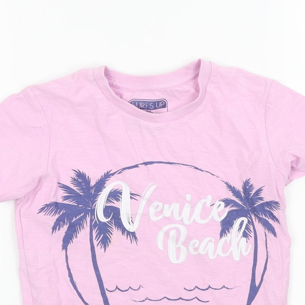surfs up Girls Pink   Basic T-Shirt Size 5 Years