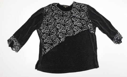 emark Womens Black Geometric  Basic Blouse Size 3XL
