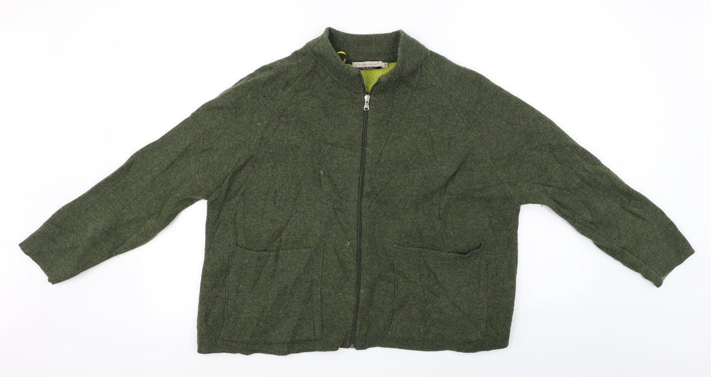 Chiaramente  Womens Green   Full Zip Jumper Size S