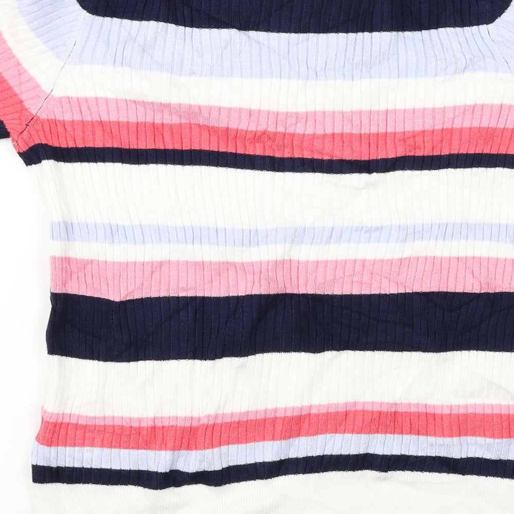 Marks and Spencer  Womens White Striped  Pullover Jumper Size 12