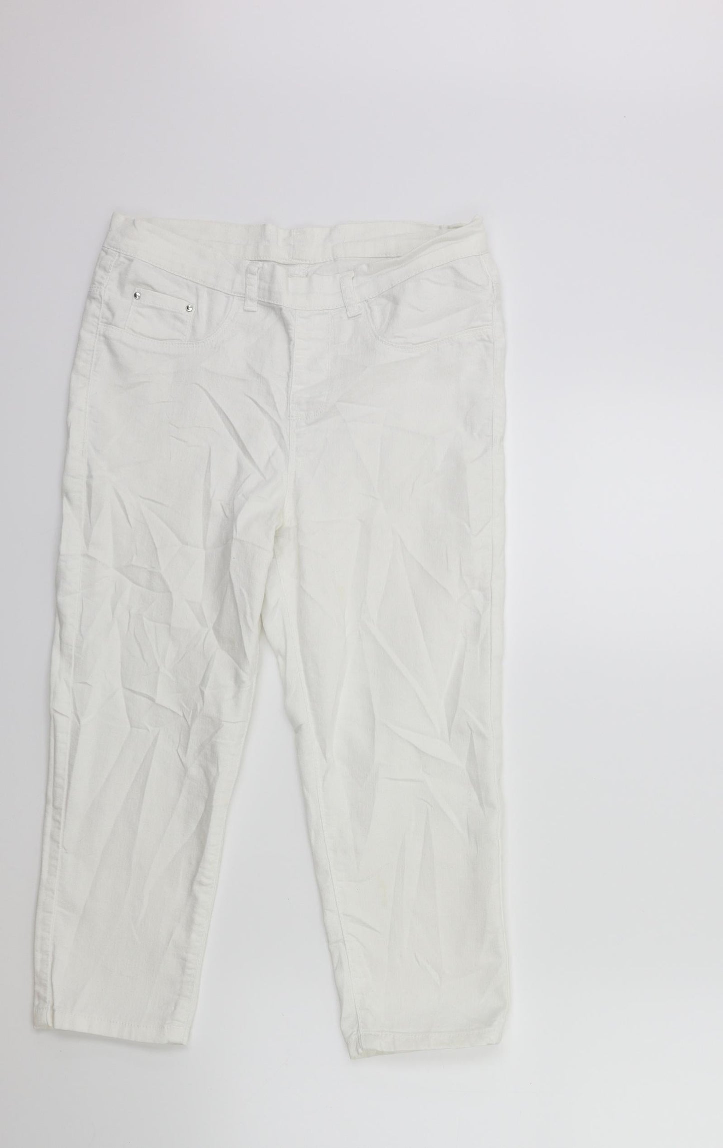 Preworn Womens White  Denim Cropped Jeans Size 28 in L20 in