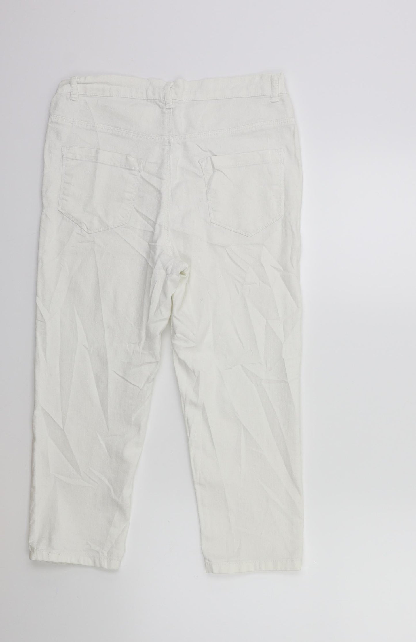 Preworn Womens White  Denim Cropped Jeans Size 28 in L20 in