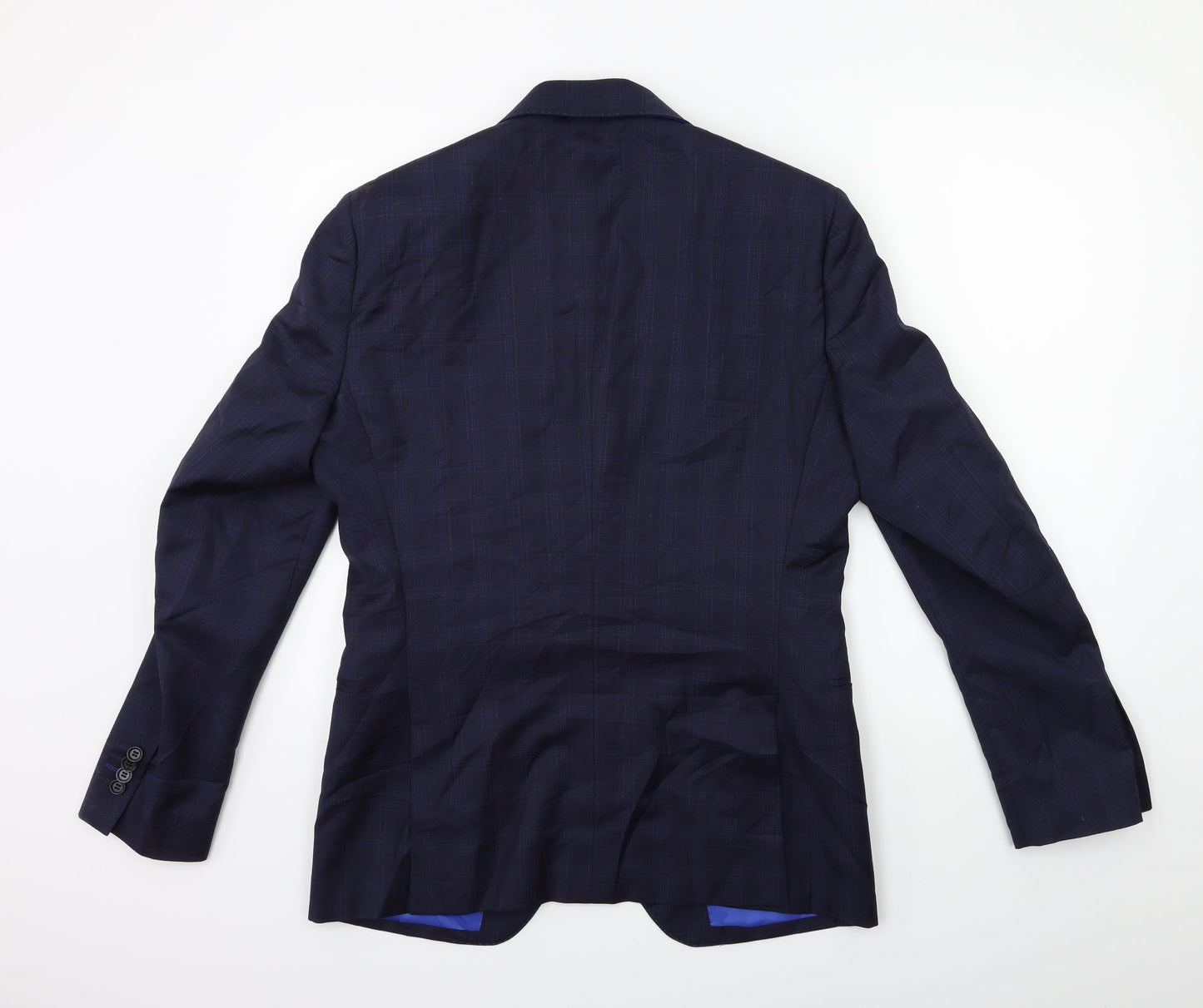 Preworn Mens Blue Check  Jacket Suit Jacket Size 38