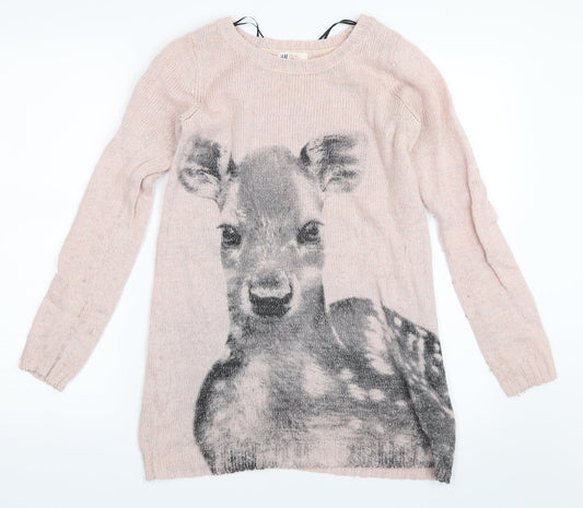 H&M Girls Pink   Pullover Jumper Size 14 Years