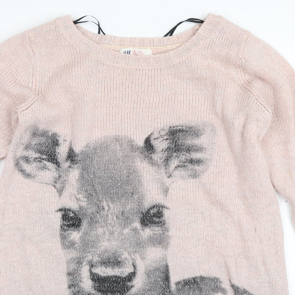 H&M Girls Pink   Pullover Jumper Size 14 Years