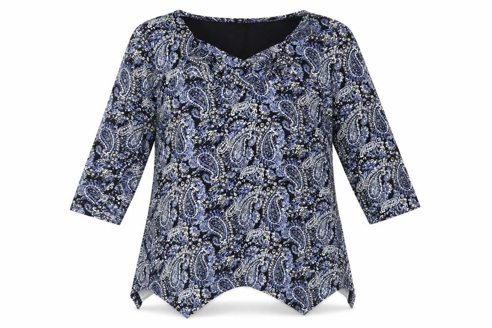 TIGI Womens Blue Paisley  Basic Blouse Size 10